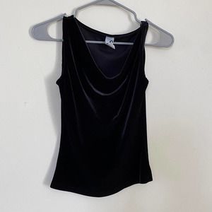 Vintage 90s black velvet cowl neck top